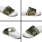Gold Aotearoa Tukutuku Manawa Tapu Slide Sandals Ta Moko Toi Maori - Aussie Hoodie