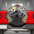 Gold Aotearoa Tukutuku Manawa Tapu Spare Tire Cover Ta Moko Toi Maori