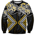 Gold Aotearoa Tukutuku Manawa Tapu Sweatshirt Ta Moko Toi Maori