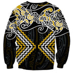 Gold Aotearoa Tukutuku Manawa Tapu Sweatshirt Ta Moko Toi Maori