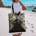 Gold Aotearoa Tukutuku Manawa Tapu Tote Bag Ta Moko Toi Maori - Aussie Hoodie