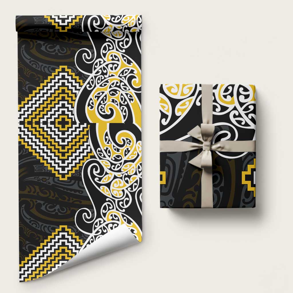 Gold Aotearoa Tukutuku Manawa Tapu Wrapping Paper Ta Moko Toi Maori - Aussie Hoodie