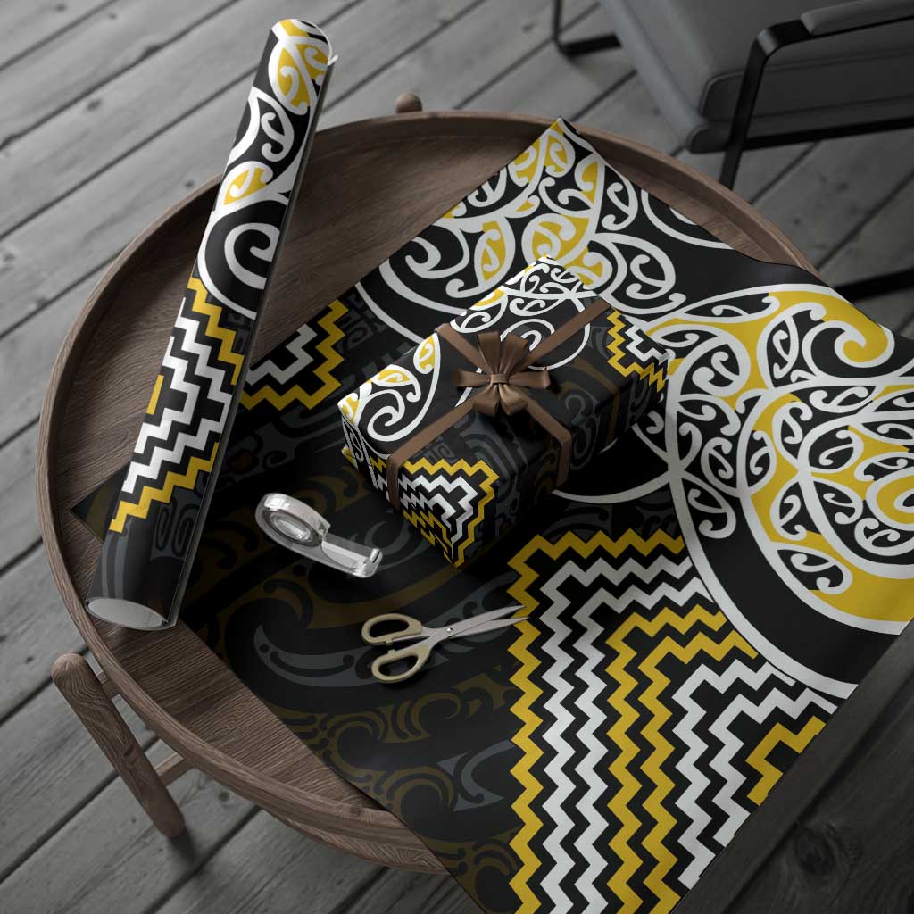 Gold Aotearoa Tukutuku Manawa Tapu Wrapping Paper Ta Moko Toi Maori - Aussie Hoodie