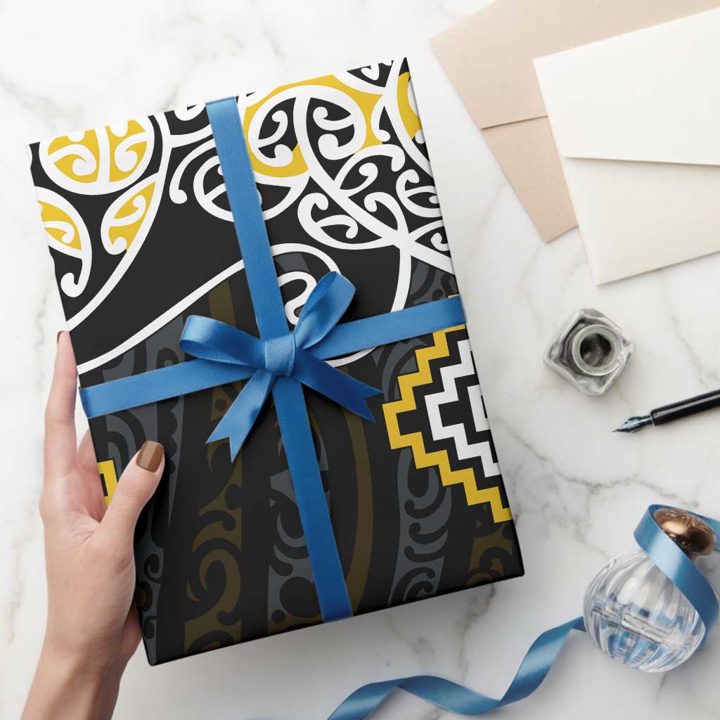 Gold Aotearoa Tukutuku Manawa Tapu Wrapping Paper Ta Moko Toi Maori - Aussie Hoodie