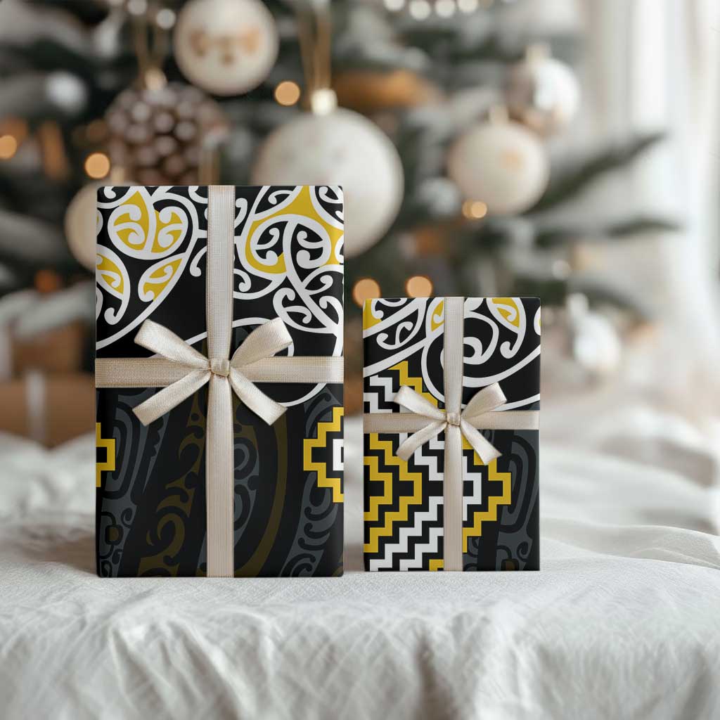 Gold Aotearoa Tukutuku Manawa Tapu Wrapping Paper Ta Moko Toi Maori - Aussie Hoodie