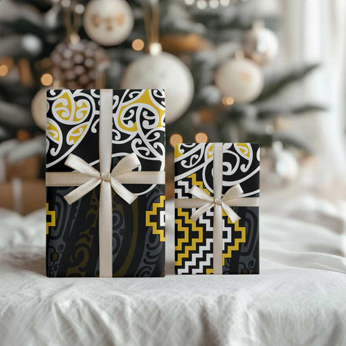Gold Aotearoa Tukutuku Manawa Tapu Wrapping Paper Ta Moko Toi Maori - Aussie Hoodie