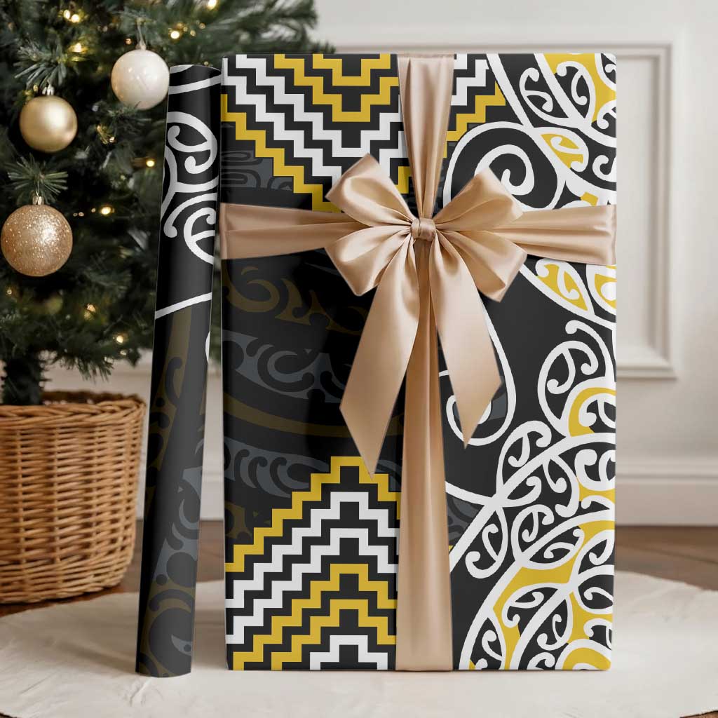 Gold Aotearoa Tukutuku Manawa Tapu Wrapping Paper Ta Moko Toi Maori - Aussie Hoodie