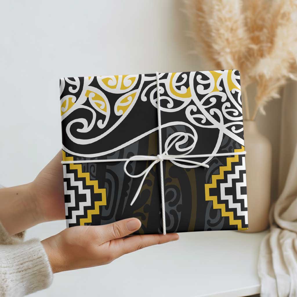 Gold Aotearoa Tukutuku Manawa Tapu Wrapping Paper Ta Moko Toi Maori - Aussie Hoodie