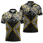 Gold Aotearoa Tukutuku Manawa Tapu Zipper Polo Shirt Ta Moko Toi Maori - Aussie Hoodie