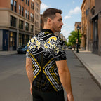 Gold Aotearoa Tukutuku Manawa Tapu Zipper Polo Shirt Ta Moko Toi Maori - Aussie Hoodie
