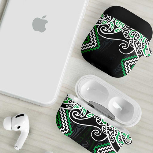 Green Aotearoa Tukutuku Manawa Tapu AirPods Case Ta Moko Toi Maori - Aussie Hoodie