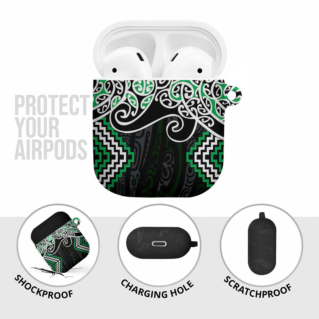 Green Aotearoa Tukutuku Manawa Tapu AirPods Case Ta Moko Toi Maori - Aussie Hoodie