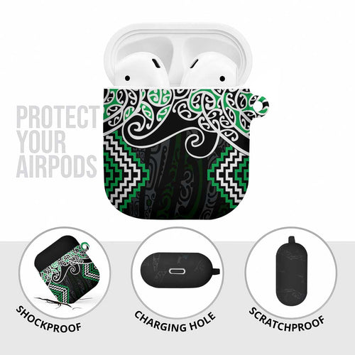 Green Aotearoa Tukutuku Manawa Tapu AirPods Case Ta Moko Toi Maori - Aussie Hoodie