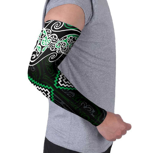 Green Aotearoa Tukutuku Manawa Tapu Arm Sleeves Ta Moko Toi Maori - Aussie Hoodie