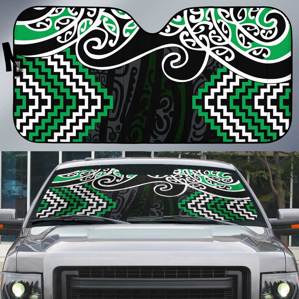 Green Aotearoa Tukutuku Manawa Tapu Auto Sun Shade Ta Moko Toi Maori - Aussie Hoodie