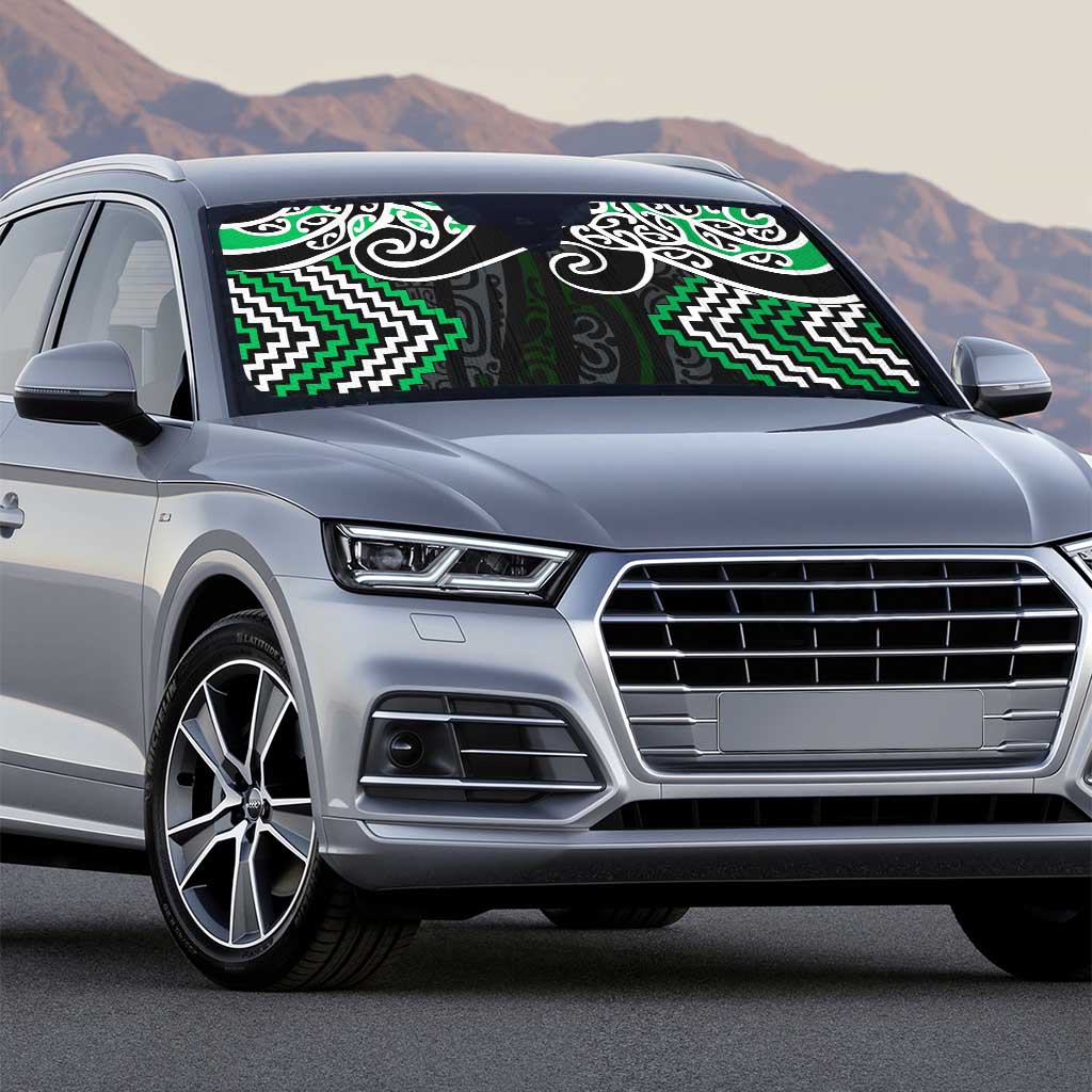 Green Aotearoa Tukutuku Manawa Tapu Auto Sun Shade Ta Moko Toi Maori - Aussie Hoodie