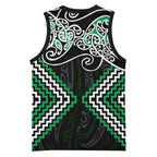 Green Aotearoa Tukutuku Manawa Tapu Basketball Jersey Ta Moko Toi Maori - Aussie Hoodie