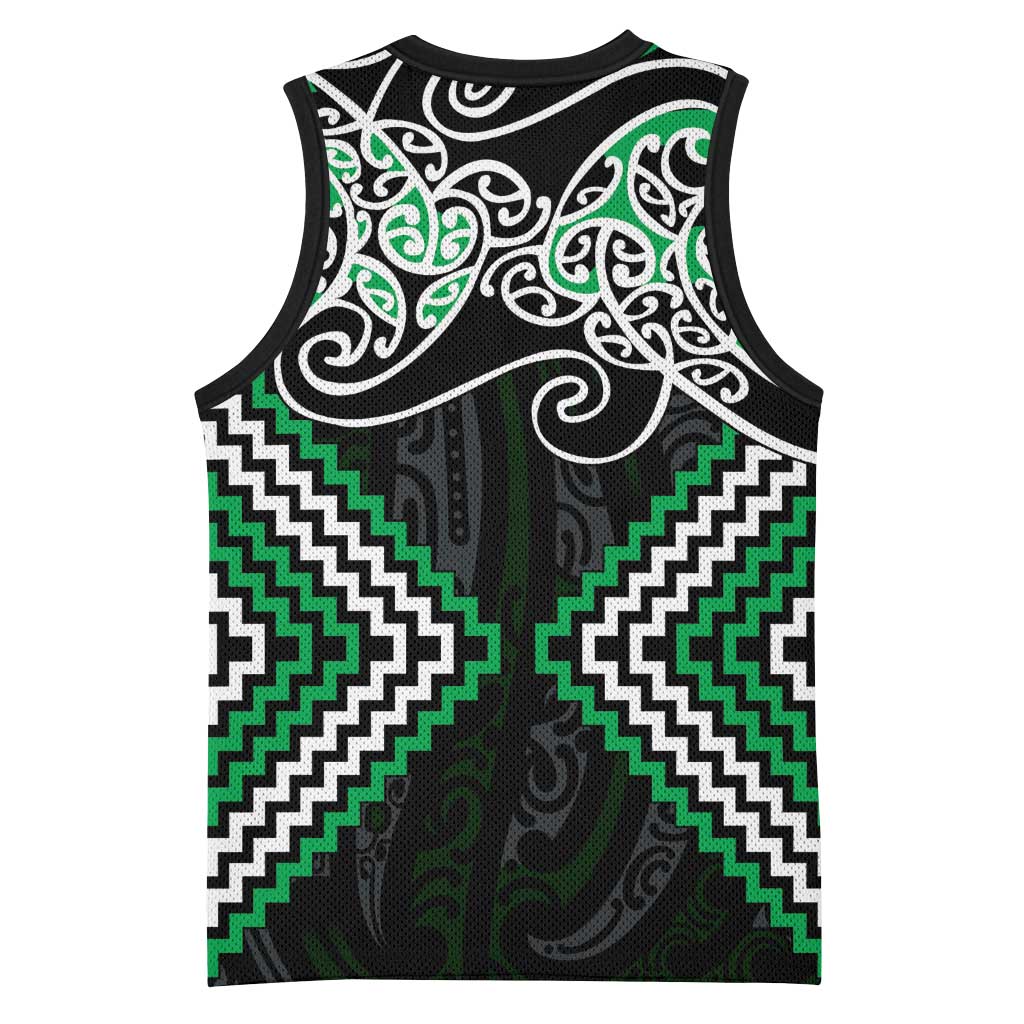 Green Aotearoa Tukutuku Manawa Tapu Basketball Jersey Ta Moko Toi Maori - Aussie Hoodie