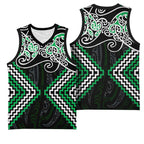 Green Aotearoa Tukutuku Manawa Tapu Basketball Jersey Ta Moko Toi Maori - Aussie Hoodie