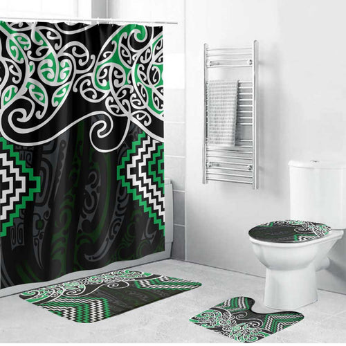 Green Aotearoa Tukutuku Manawa Tapu Bathroom Set Ta Moko Toi Maori - Aussie Hoodie