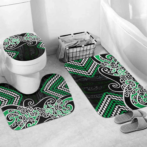 Green Aotearoa Tukutuku Manawa Tapu Bathroom Set Ta Moko Toi Maori - Aussie Hoodie