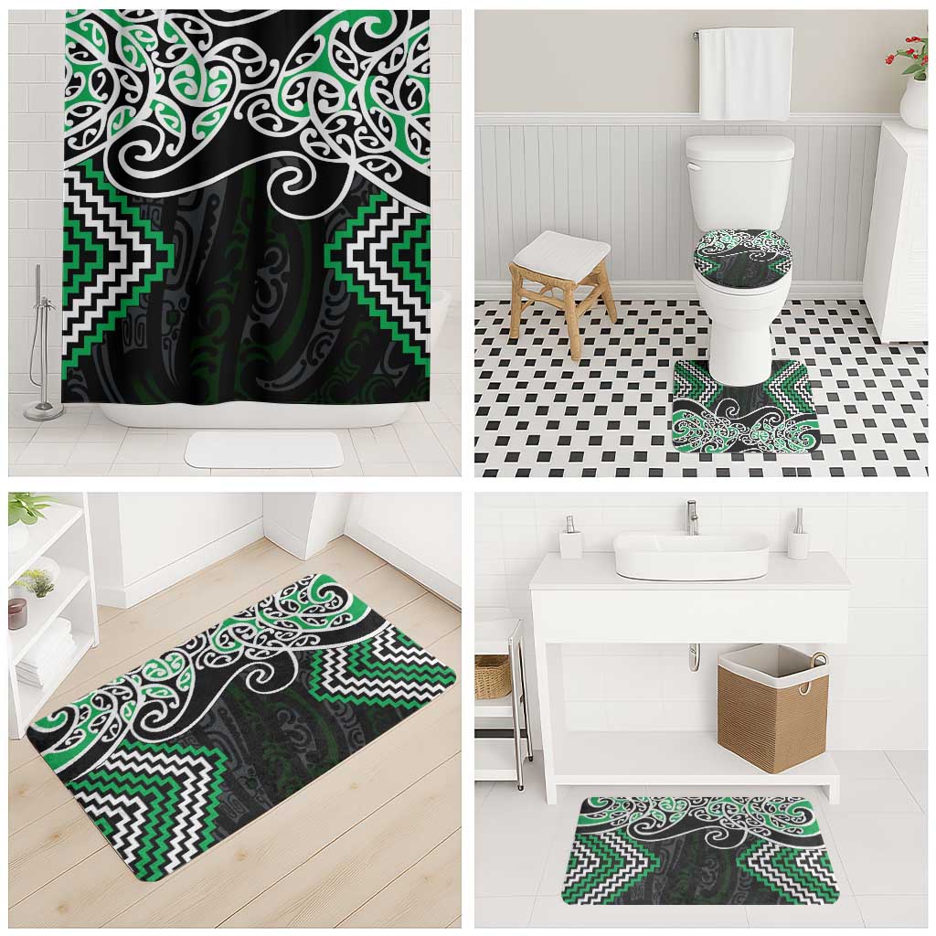 Green Aotearoa Tukutuku Manawa Tapu Bathroom Set Ta Moko Toi Maori - Aussie Hoodie