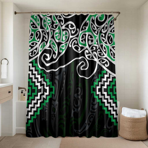 Green Aotearoa Tukutuku Manawa Tapu Bathroom Set Ta Moko Toi Maori - Aussie Hoodie