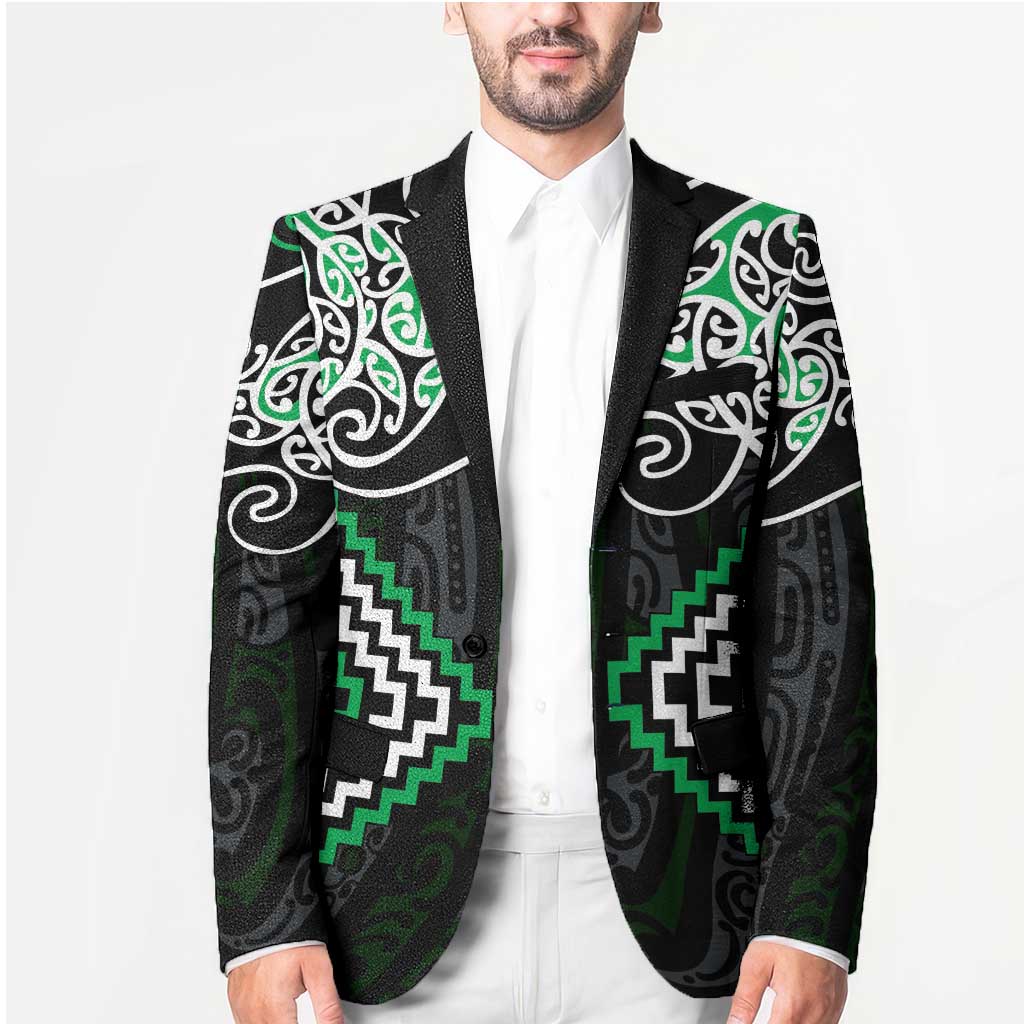 Green Aotearoa Tukutuku Manawa Tapu Blazer Ta Moko Toi Maori - Aussie Hoodie