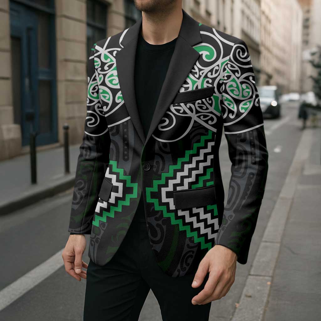 Green Aotearoa Tukutuku Manawa Tapu Blazer Ta Moko Toi Maori - Aussie Hoodie