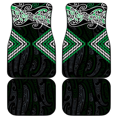 Green Aotearoa Tukutuku Manawa Tapu Car Mats Ta Moko Toi Maori