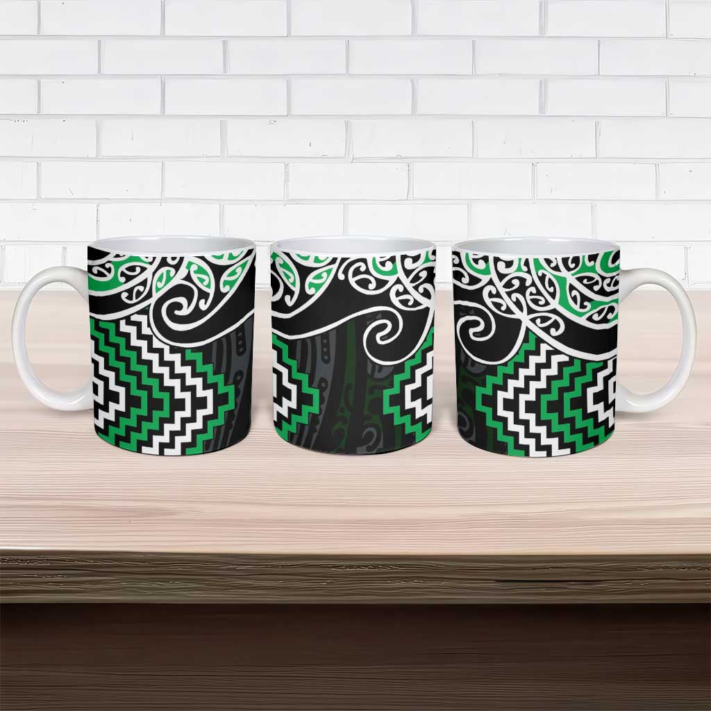 Green Aotearoa Tukutuku Manawa Tapu Ceramic Mug Ta Moko Toi Maori - Aussie Hoodie