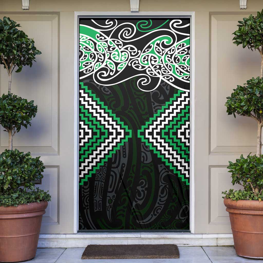 Green Aotearoa Tukutuku Manawa Tapu Door Cover Ta Moko Toi Maori - Aussie Hoodie