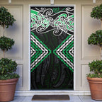 Green Aotearoa Tukutuku Manawa Tapu Door Cover Ta Moko Toi Maori - Aussie Hoodie