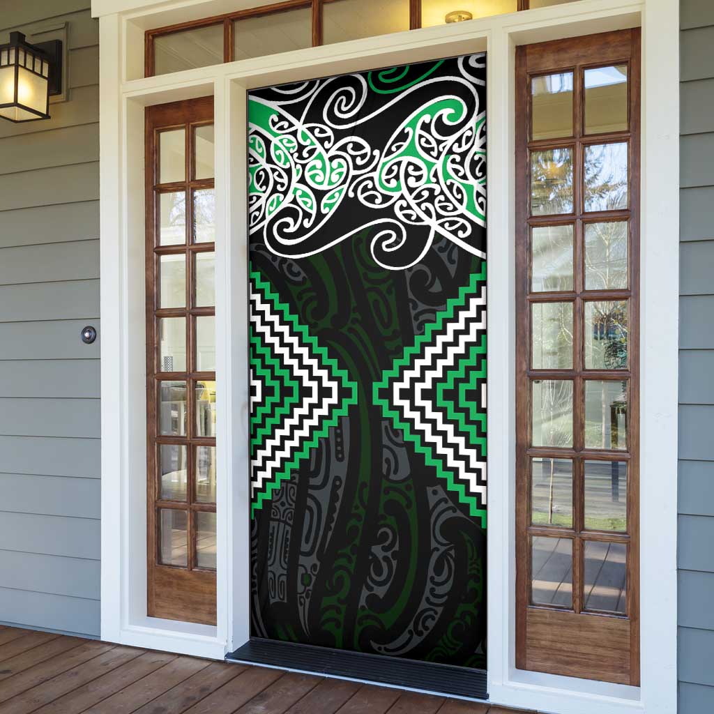 Green Aotearoa Tukutuku Manawa Tapu Door Cover Ta Moko Toi Maori - Aussie Hoodie