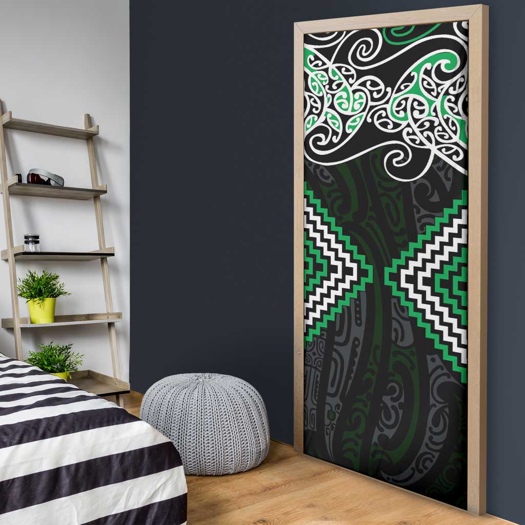 Green Aotearoa Tukutuku Manawa Tapu Door Cover Ta Moko Toi Maori - Aussie Hoodie