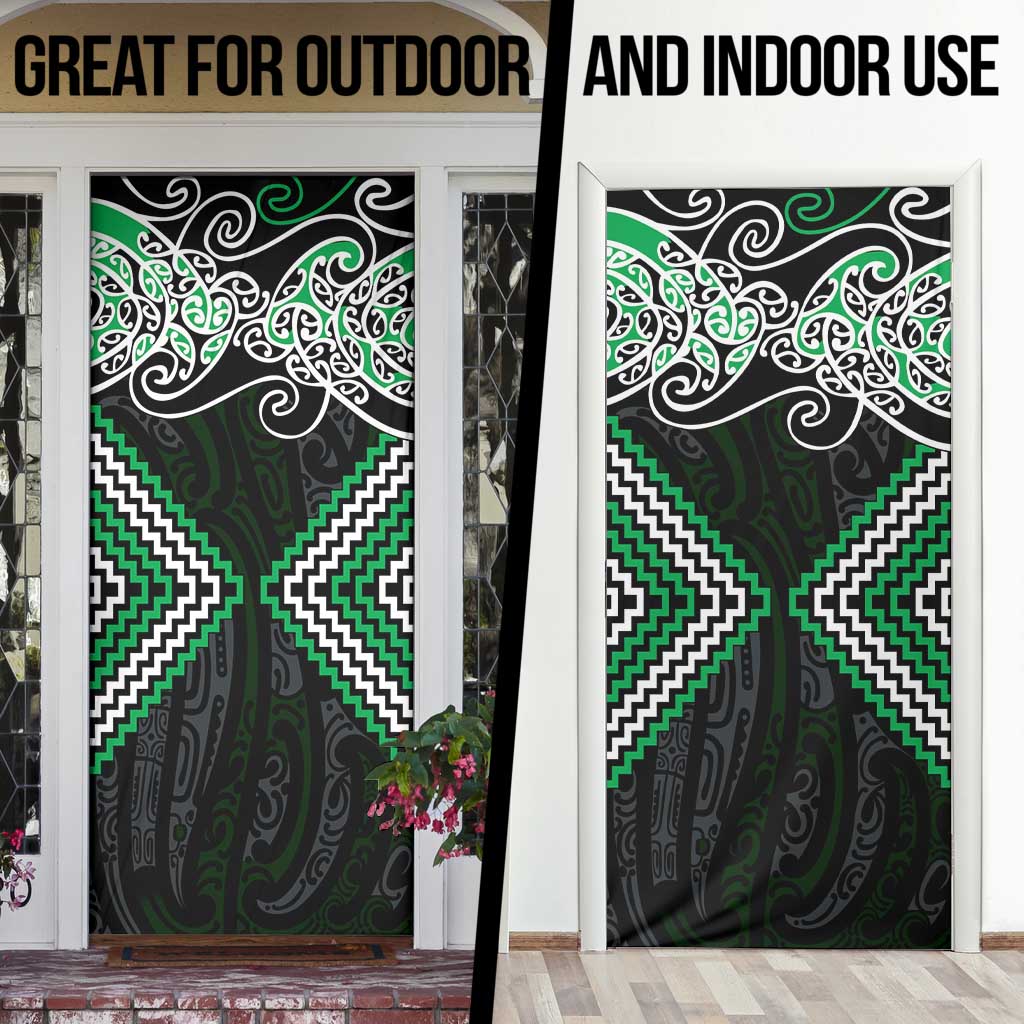 Green Aotearoa Tukutuku Manawa Tapu Door Cover Ta Moko Toi Maori - Aussie Hoodie