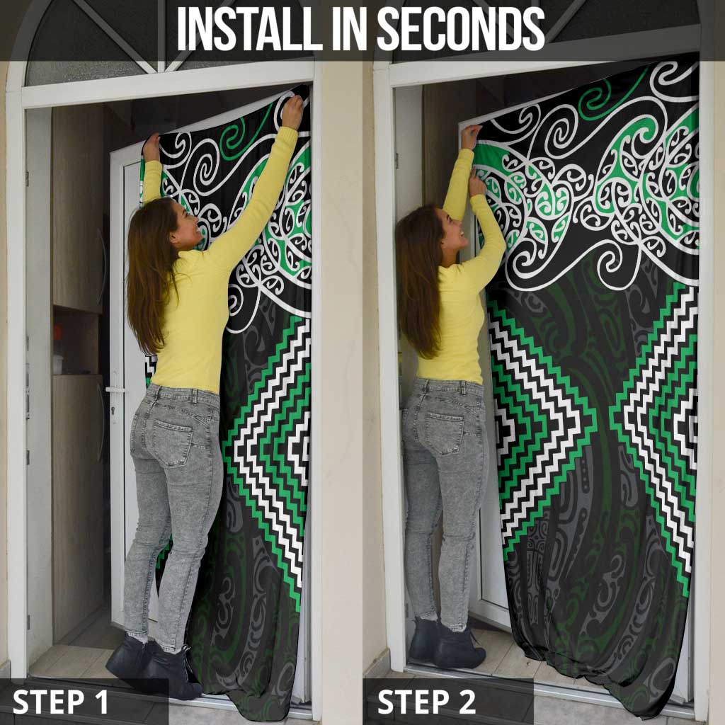 Green Aotearoa Tukutuku Manawa Tapu Door Cover Ta Moko Toi Maori - Aussie Hoodie