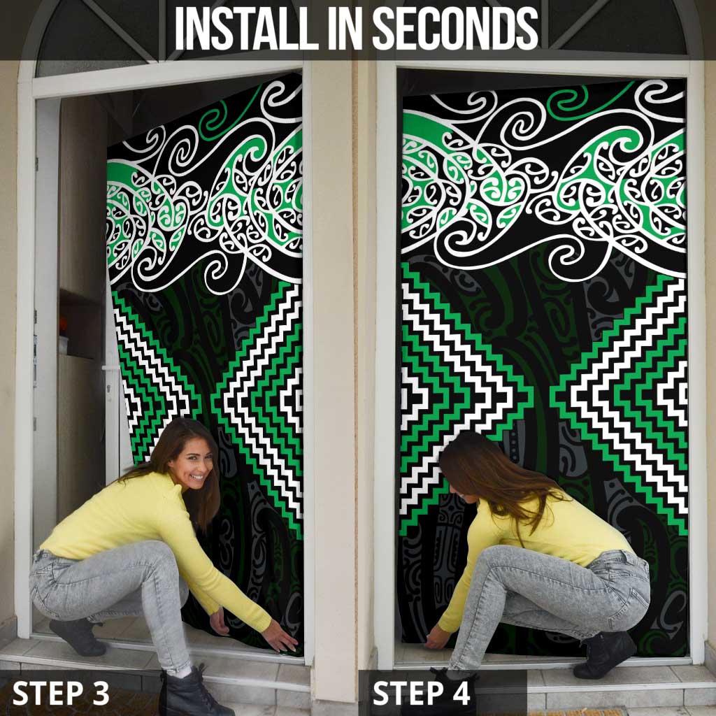 Green Aotearoa Tukutuku Manawa Tapu Door Cover Ta Moko Toi Maori - Aussie Hoodie