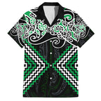 Green Aotearoa Tukutuku Manawa Tapu Family Matching Puletasi and Hawaiian Shirt Ta Moko Toi Maori