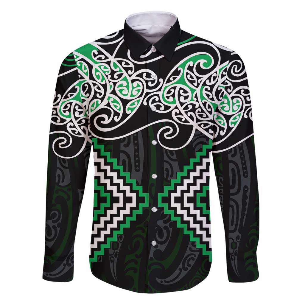 Green Aotearoa Tukutuku Manawa Tapu Family Matching Puletasi and Hawaiian Shirt Ta Moko Toi Maori