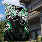 Green Aotearoa Tukutuku Manawa Tapu Garden Flag Ta Moko Toi Maori