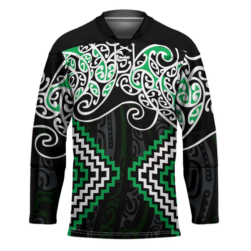 Green Aotearoa Tukutuku Manawa Tapu Hockey Jersey Ta Moko Toi Maori - Aussie Hoodie