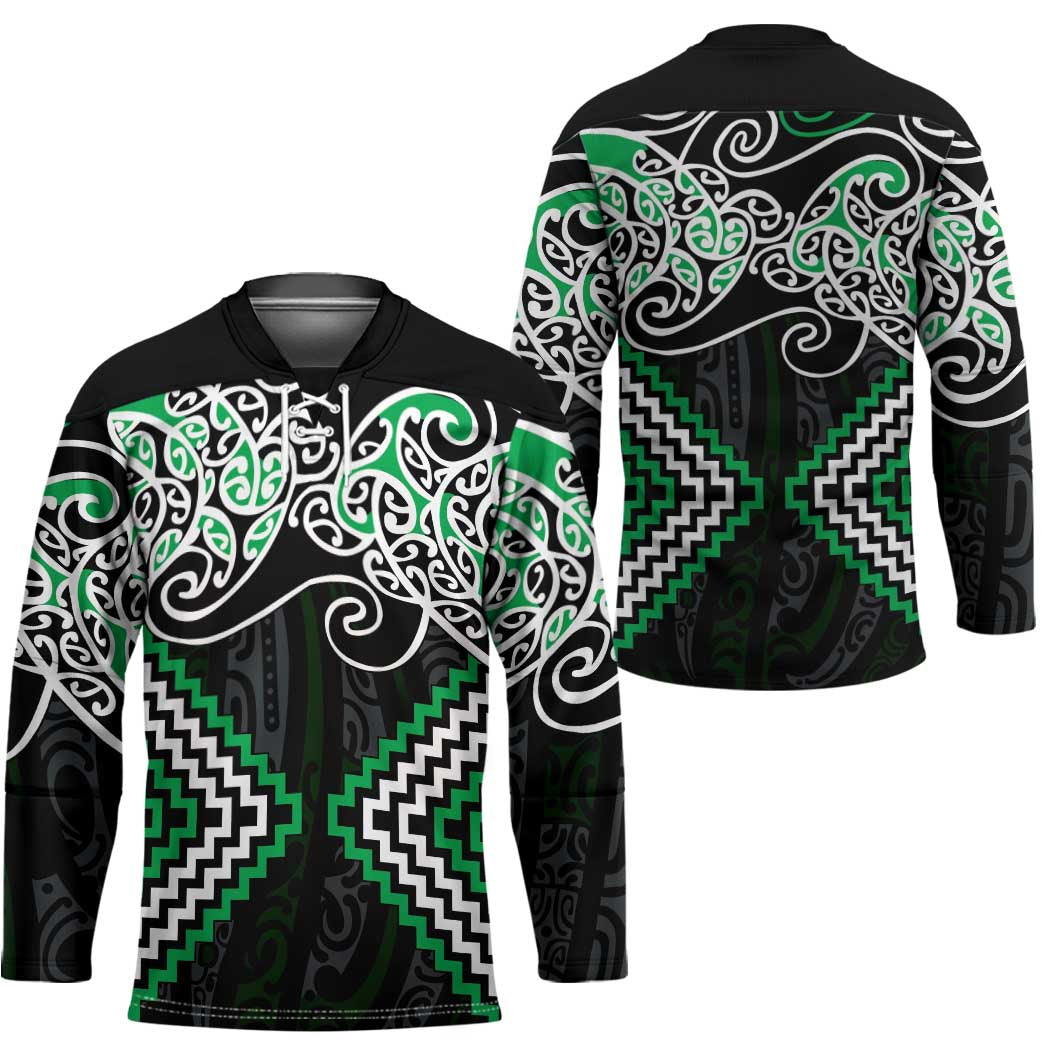 Green Aotearoa Tukutuku Manawa Tapu Hockey Jersey Ta Moko Toi Maori - Aussie Hoodie