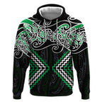 Green Aotearoa Tukutuku Manawa Tapu Hoodie Ta Moko Toi Maori
