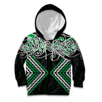 Green Aotearoa Tukutuku Manawa Tapu Kid Hoodie Ta Moko Toi Maori