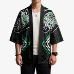 Green Aotearoa Tukutuku Manawa Tapu Kimono Ta Moko Toi Maori - Aussie Hoodie