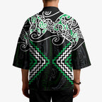 Green Aotearoa Tukutuku Manawa Tapu Kimono Ta Moko Toi Maori - Aussie Hoodie