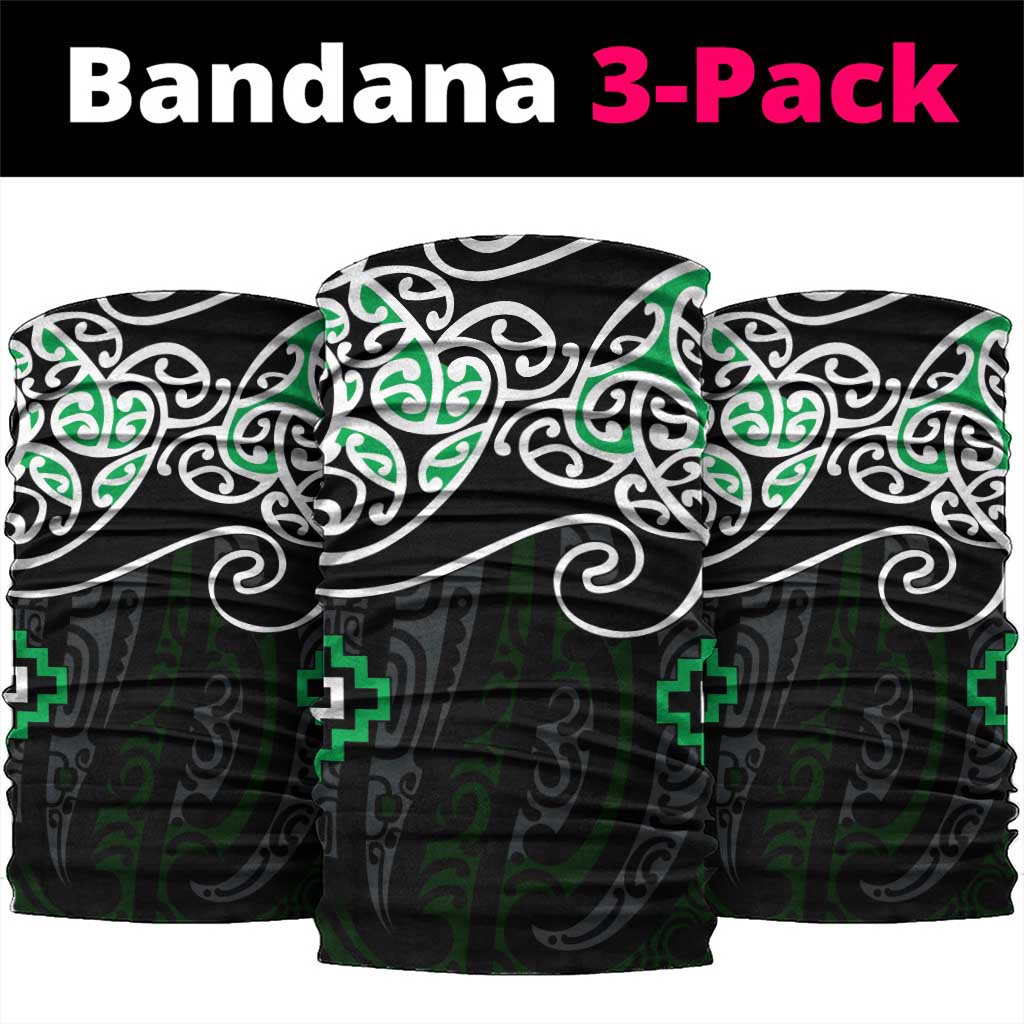 Green Aotearoa Tukutuku Manawa Tapu Neck Gaiter Ta Moko Toi Maori - Aussie Hoodie