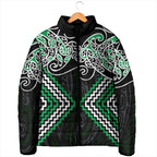 Green Aotearoa Tukutuku Manawa Tapu Padded Jacket Ta Moko Toi Maori - Aussie Hoodie