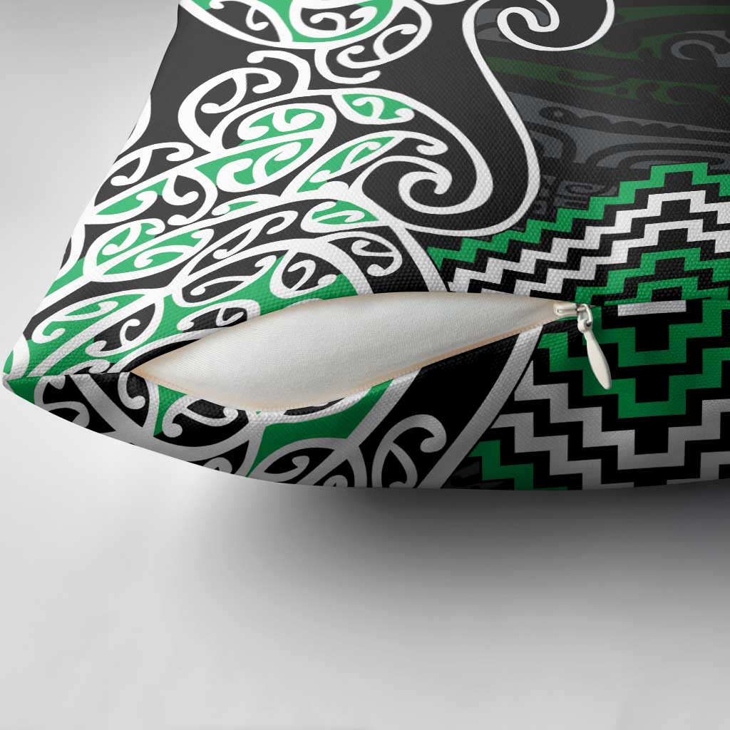 Green Aotearoa Tukutuku Manawa Tapu Pillow Cover Ta Moko Toi Maori - Aussie Hoodie